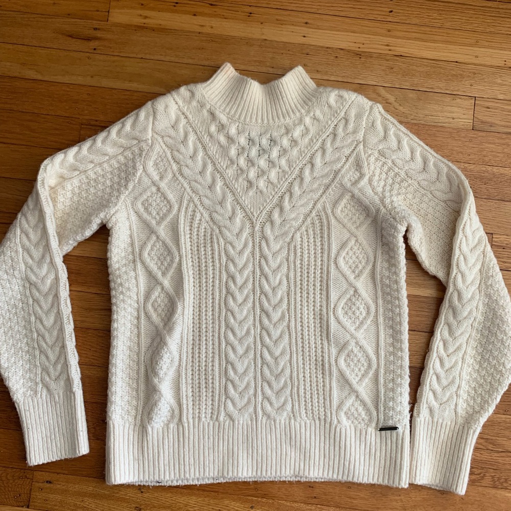 Abercrombie & Fitch Cream Cable-Knit Crewneck Sweater